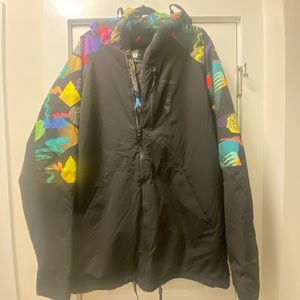 Men’s Armada Ski Jacket, XL, black with bright color patterns